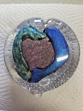 Signed Randy Strong Art Glass Heart Shape Paperweight 1997